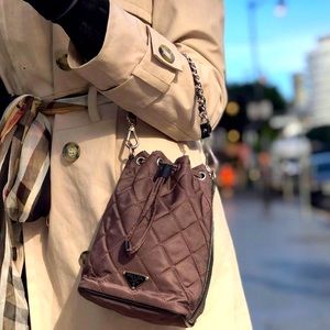 Prada Mini Brown Quilted Vintage Bag with Chain Strap